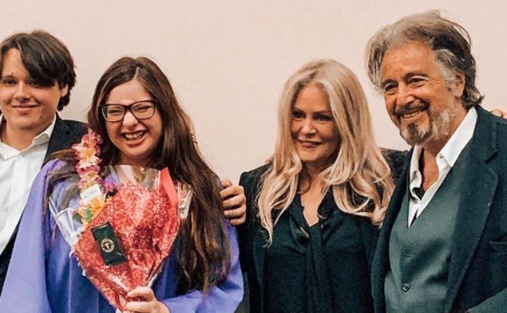 Olivia Pacino with her parents, Al Pacino and Beverly D'Anton, and twin brother, Anton James Pacino.